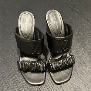Louis Vuitton Black Leather Sandals